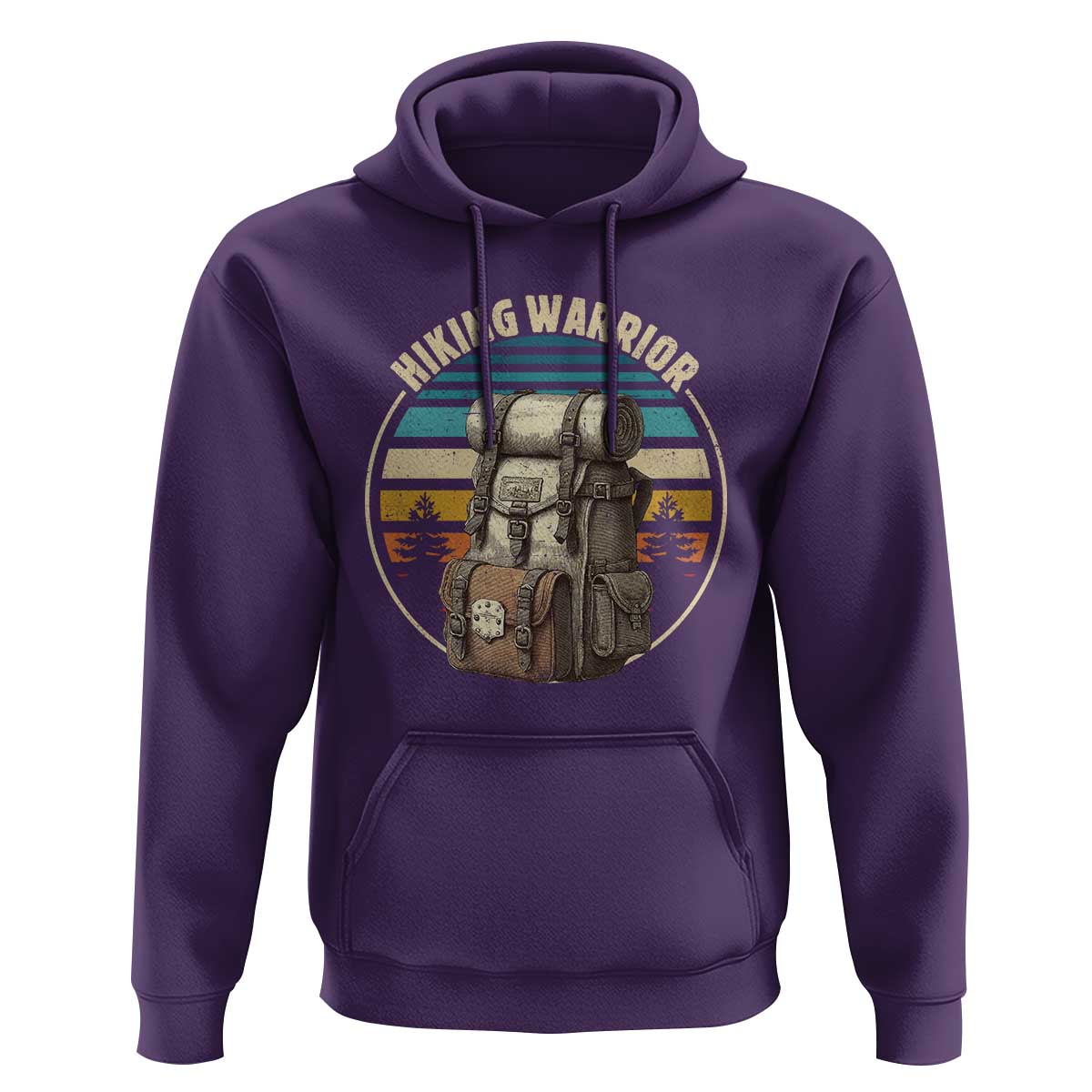 Funny Hiking Warrior Retro Backpack Nature Adventure Hoodie - Wonder Print Shop