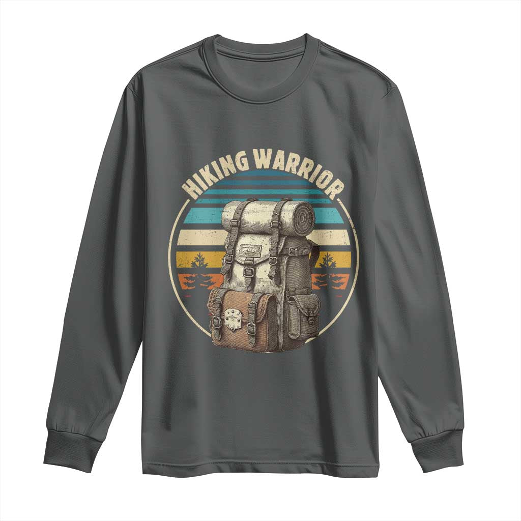 Funny Hiking Warrior Retro Backpack Nature Adventure Long Sleeve Shirt - Wonder Print Shop
