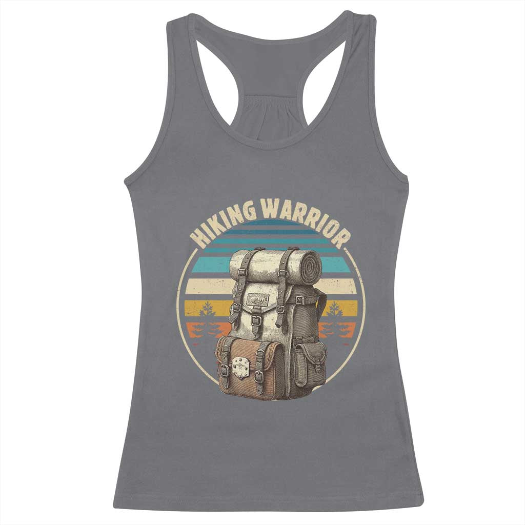 Funny Hiking Warrior Retro Backpack Nature Adventure Racerback Tank Top - Wonder Print Shop
