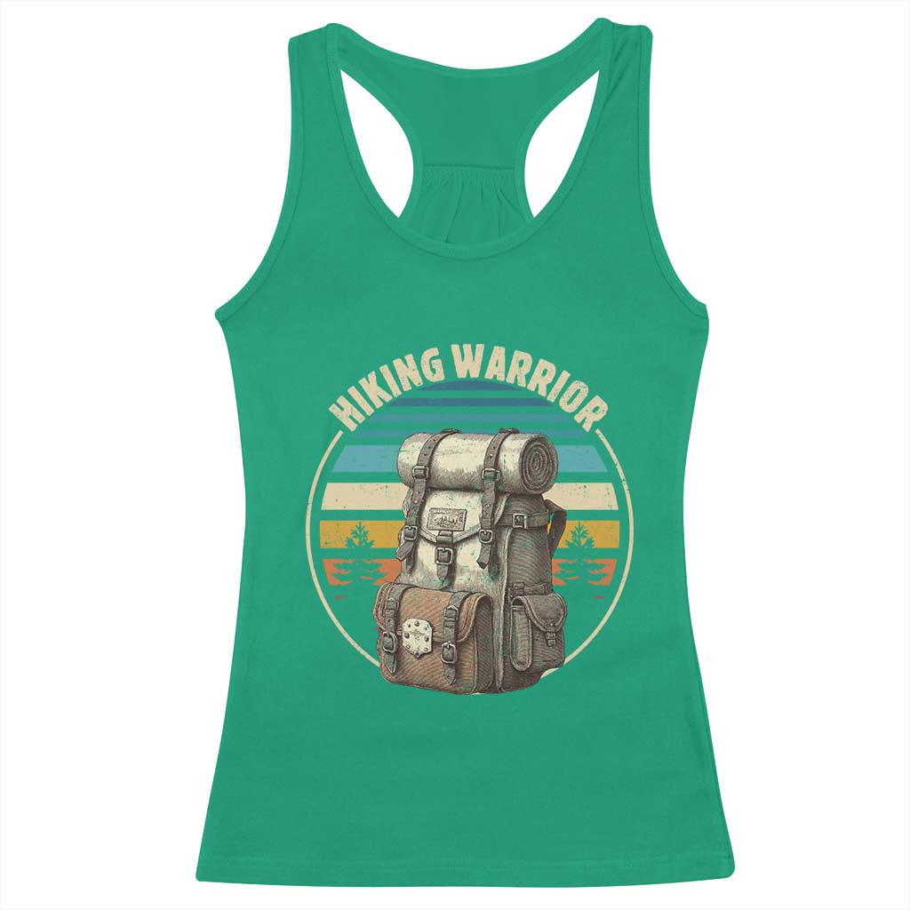 Funny Hiking Warrior Retro Backpack Nature Adventure Racerback Tank Top - Wonder Print Shop