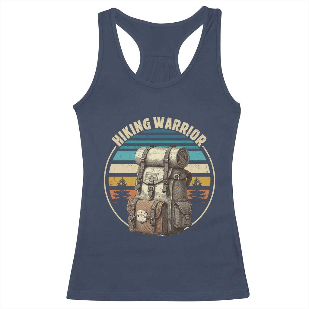 Funny Hiking Warrior Retro Backpack Nature Adventure Racerback Tank Top - Wonder Print Shop