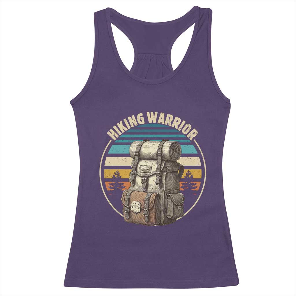 Funny Hiking Warrior Retro Backpack Nature Adventure Racerback Tank Top - Wonder Print Shop