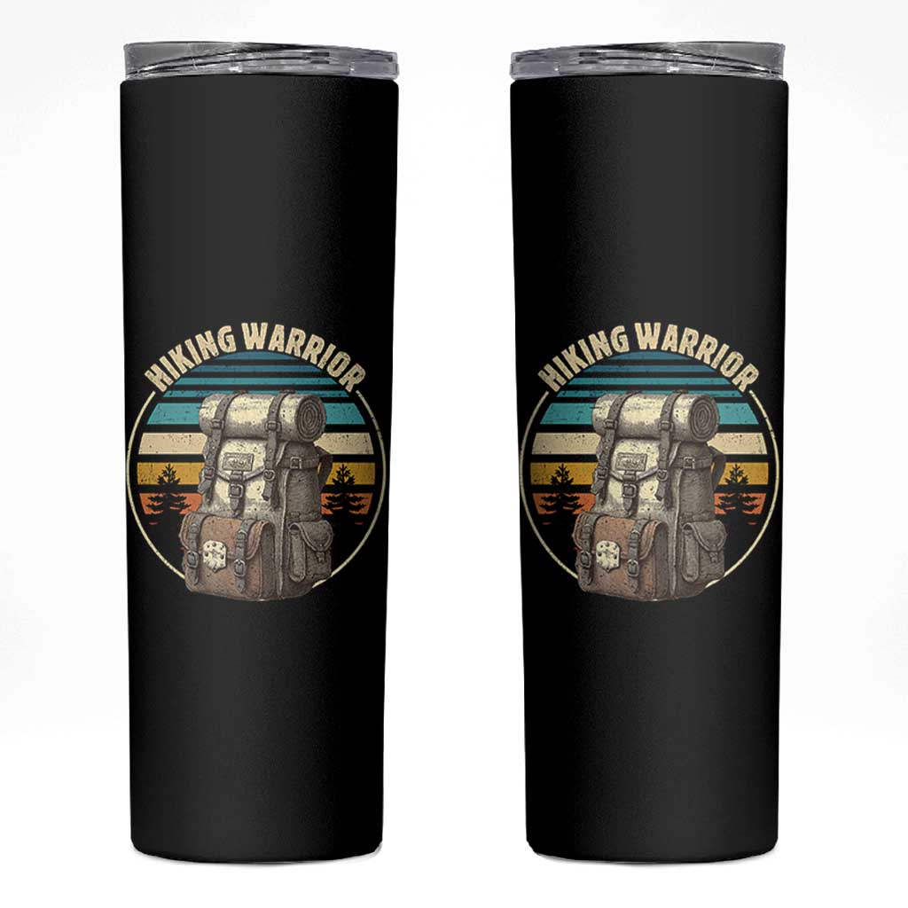 Funny Hiking Warrior Retro Backpack Nature Adventure Skinny Tumbler - Wonder Print Shop
