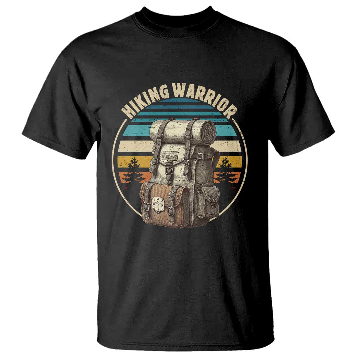 Funny Hiking Warrior Retro Backpack Nature Adventure T Shirt - Wonder Print Shop