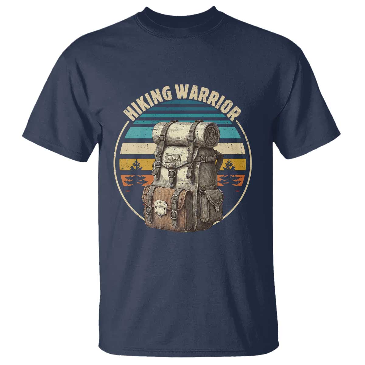 Funny Hiking Warrior Retro Backpack Nature Adventure T Shirt - Wonder Print Shop