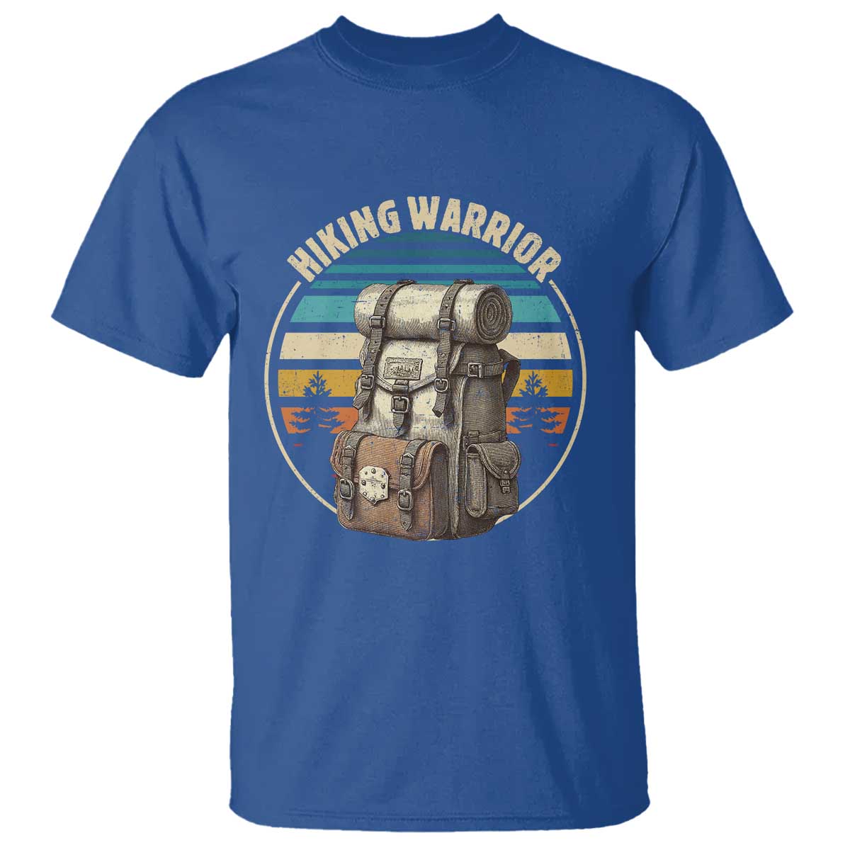 Funny Hiking Warrior Retro Backpack Nature Adventure T Shirt - Wonder Print Shop