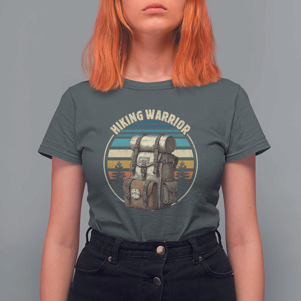 Funny Hiking Warrior Retro Backpack Nature Adventure T Shirt For Women - Wonder Print Shop