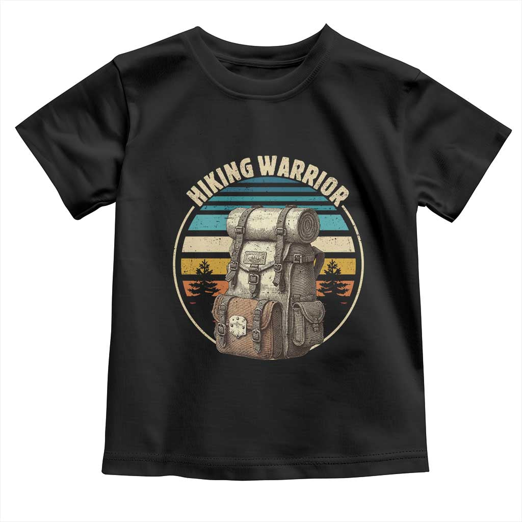 Funny Hiking Warrior Retro Backpack Nature Adventure Toddler T Shirt - Wonder Print Shop