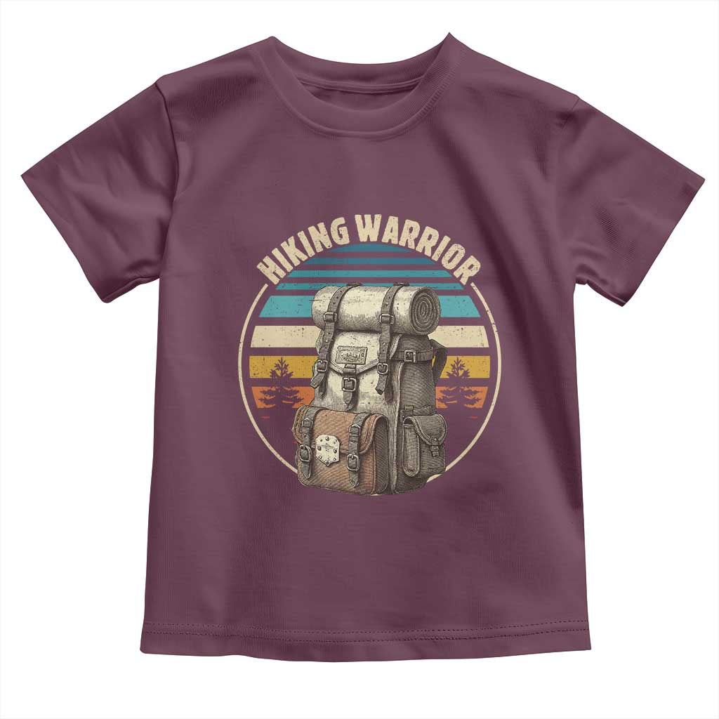 Funny Hiking Warrior Retro Backpack Nature Adventure Toddler T Shirt - Wonder Print Shop