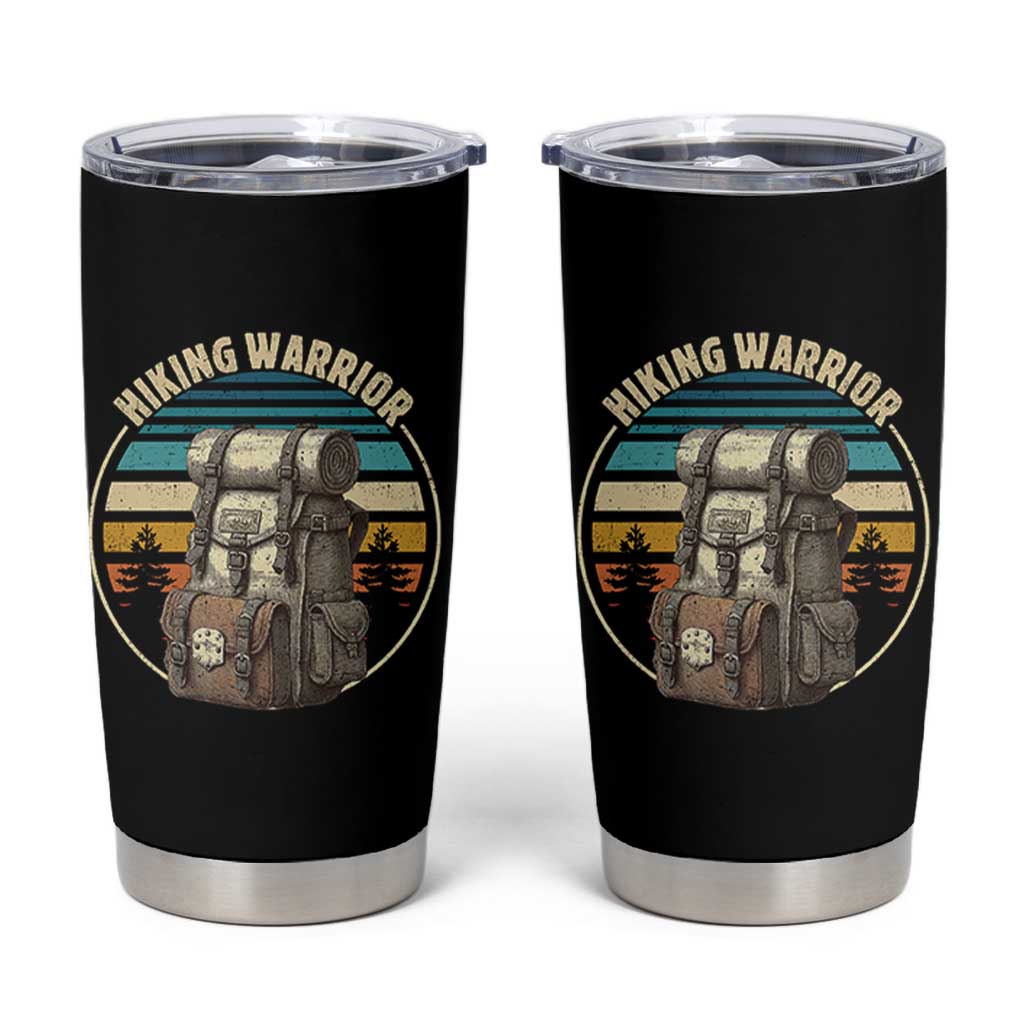 Funny Hiking Warrior Retro Backpack Nature Adventure Tumbler Cup - Wonder Print Shop