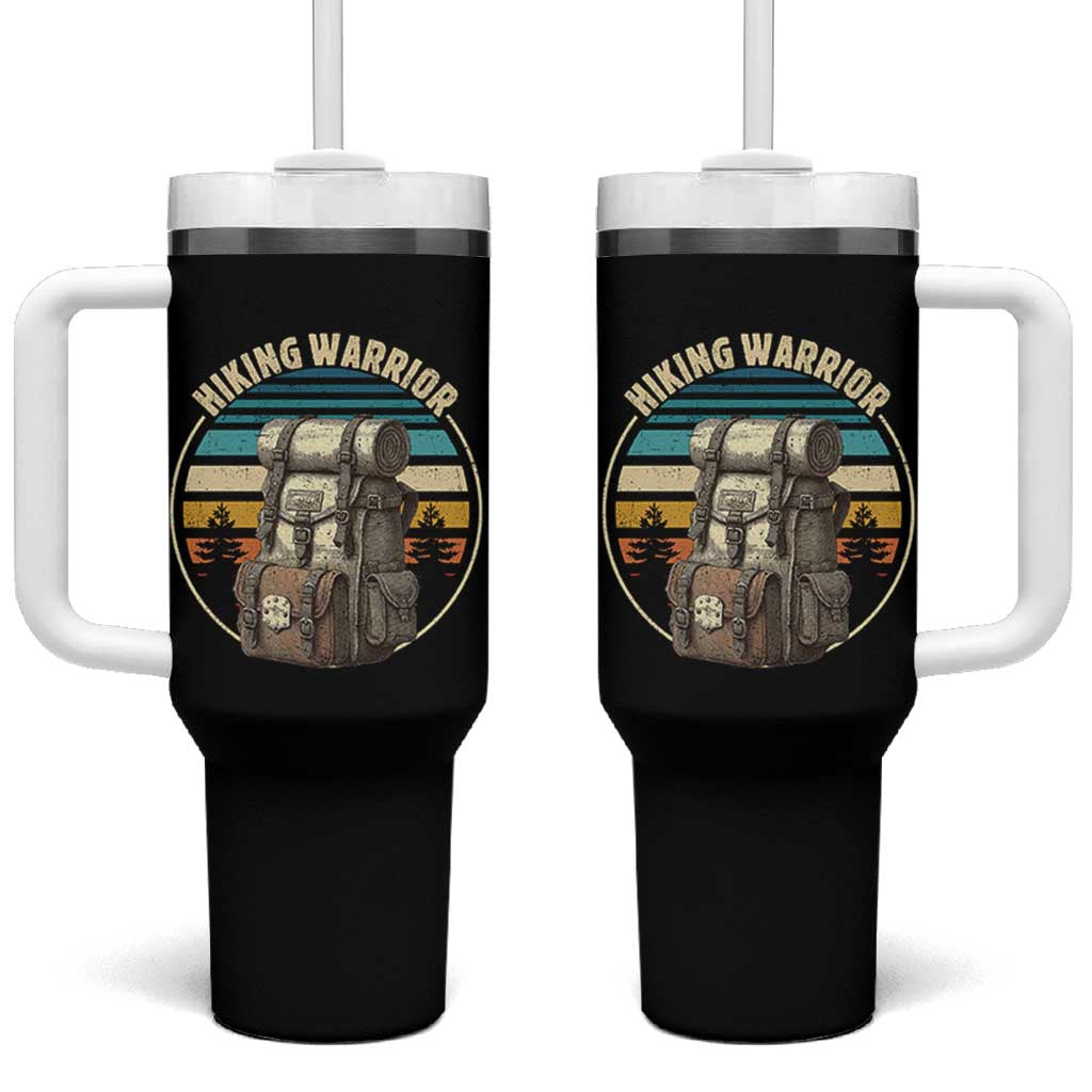 Funny Hiking Warrior Retro Backpack Nature Adventure Tumbler With Handle - Wonder Print Shop