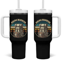 Funny Hiking Warrior Retro Backpack Nature Adventure Tumbler With Handle - Wonder Print Shop