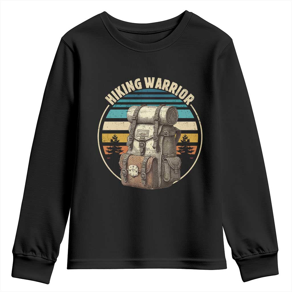 Funny Hiking Warrior Retro Backpack Nature Adventure Youth Sweatshirt - Wonder Print Shop