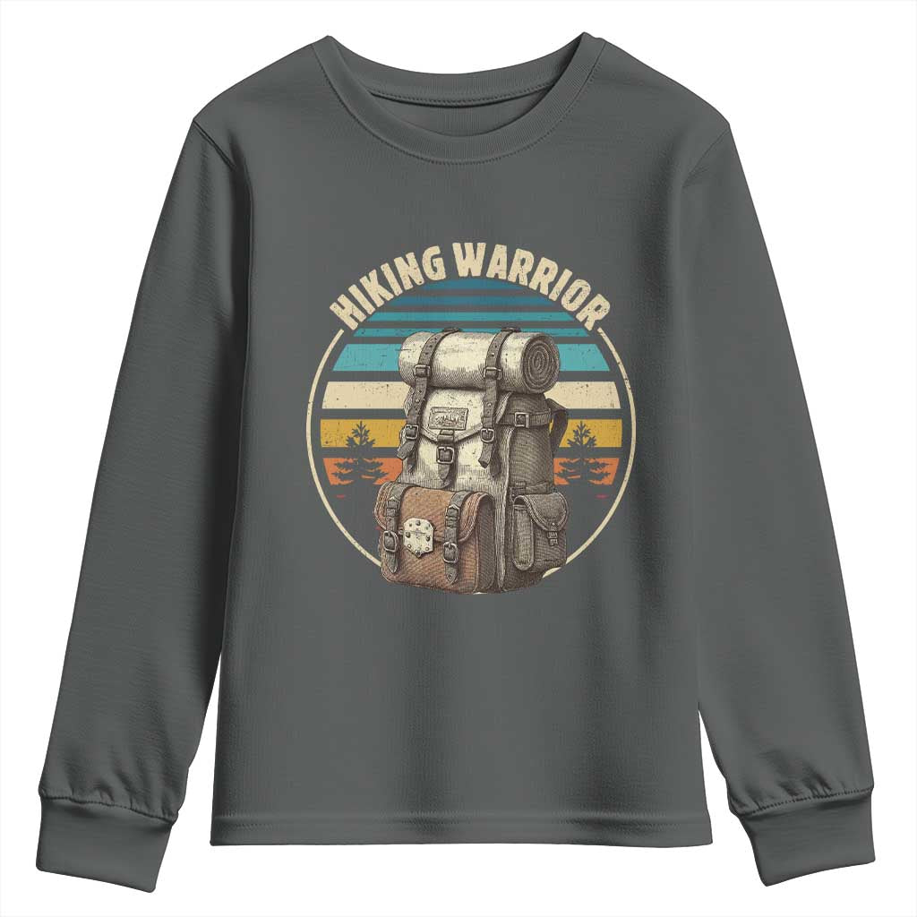 Funny Hiking Warrior Retro Backpack Nature Adventure Youth Sweatshirt - Wonder Print Shop