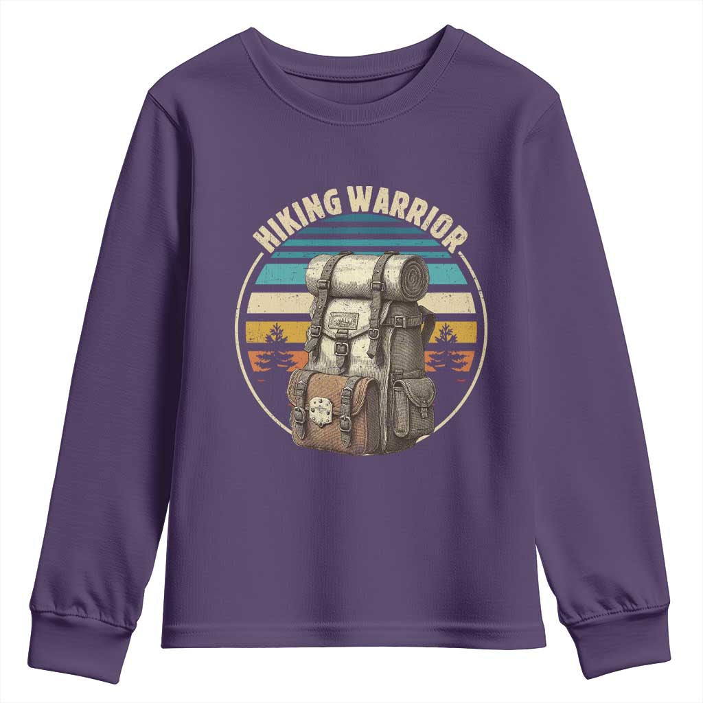 Funny Hiking Warrior Retro Backpack Nature Adventure Youth Sweatshirt - Wonder Print Shop