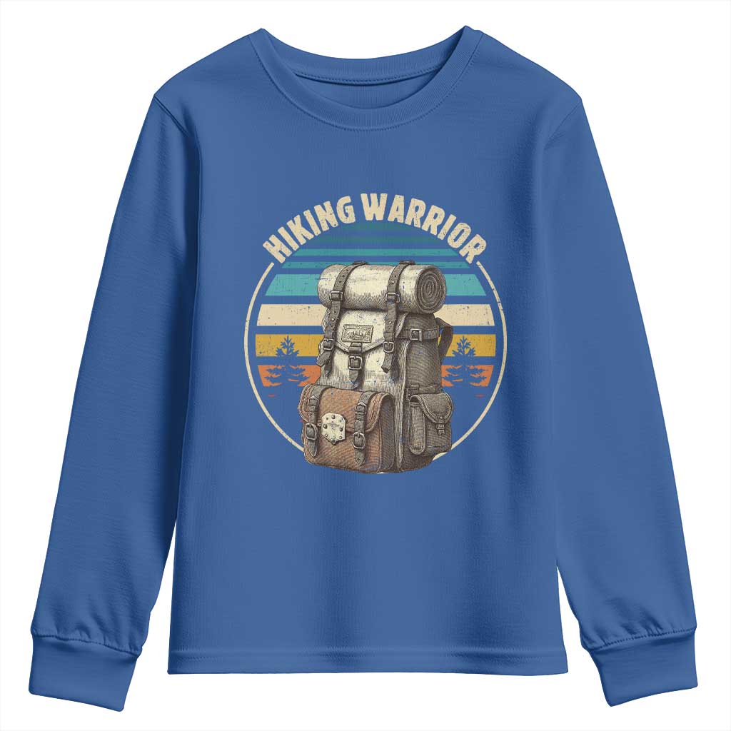 Funny Hiking Warrior Retro Backpack Nature Adventure Youth Sweatshirt - Wonder Print Shop