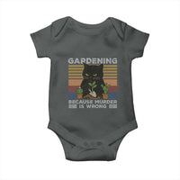 Funny Gardening Because Murder Is Wrong Baby Onesie Retro Black Cat Plant Lover - Wonder Print Shop