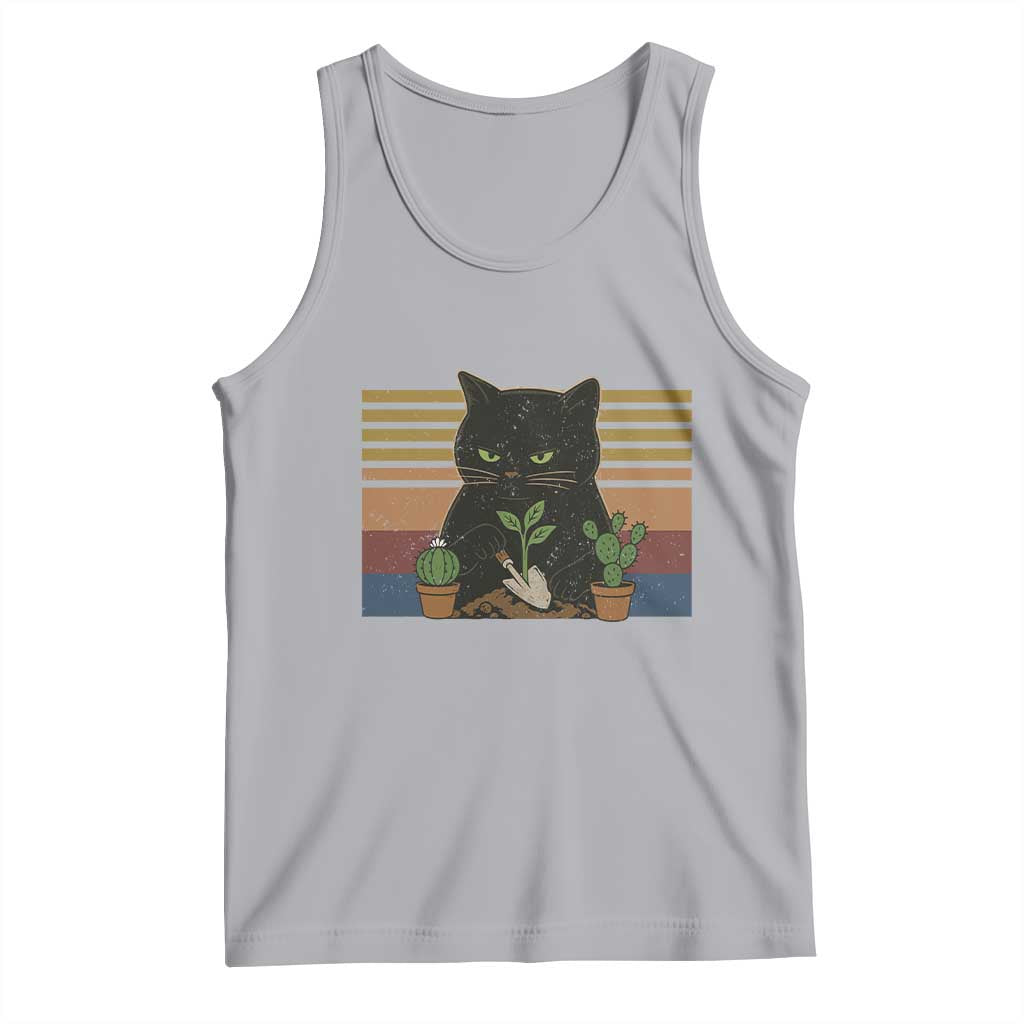Funny Gardening Because Murder Is Wrong Tank Top Retro Black Cat Plant Lover - Wonder Print Shop