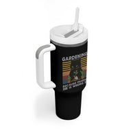 Funny Gardening Because Murder Is Wrong Tumbler With Handle Retro Black Cat Plant Lover - Wonder Print Shop