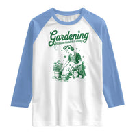 Funny Gardening Because Murder Is Wrong Raglan Shirt Plant Lady - Wonder Print Shop
