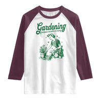 Funny Gardening Because Murder Is Wrong Raglan Shirt Plant Lady - Wonder Print Shop