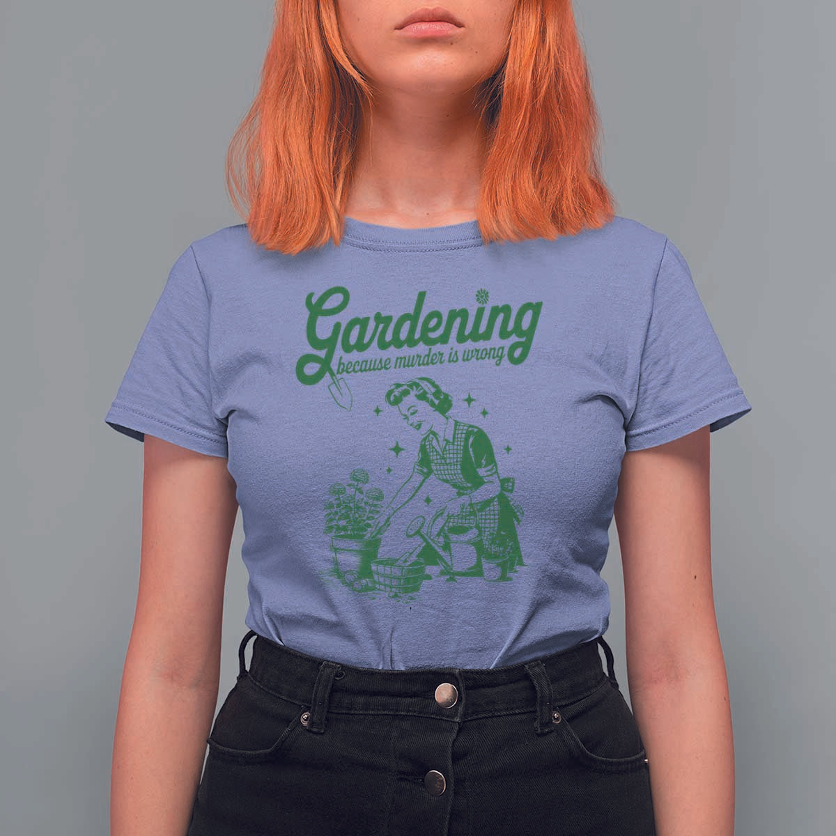 Funny Gardening Because Murder Is Wrong T Shirt For Women Plant Lady - Wonder Print Shop