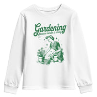 Funny Gardening Because Murder Is Wrong Youth Sweatshirt Plant Lady - Wonder Print Shop