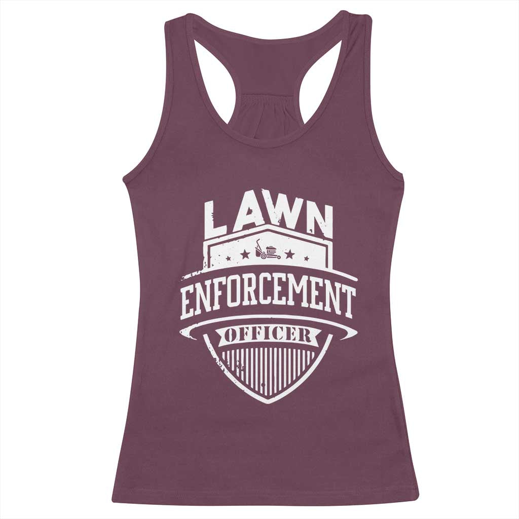 Funny The Lawn Enforcement Officer Racerback Tank Top Gardening Lawn Mower Father's Day - Wonder Print Shop