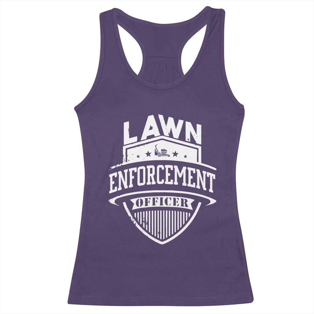 Funny The Lawn Enforcement Officer Racerback Tank Top Gardening Lawn Mower Father's Day - Wonder Print Shop