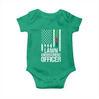 Funny Lawn Enforcement Officer Baby Onesie Gardening Lawn Mower American Flag - Wonder Print Shop