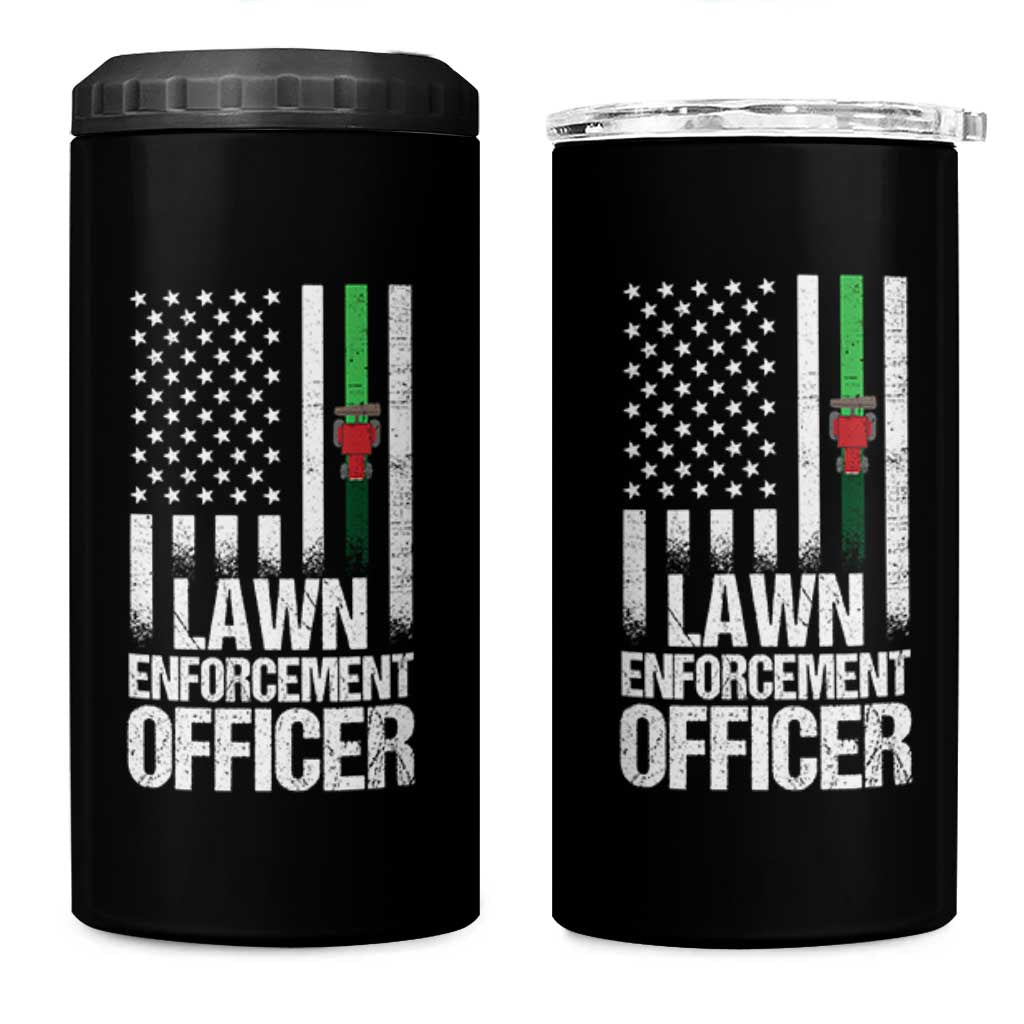 Funny Lawn Enforcement Officer 4 in 1 Can Cooler Tumbler Gardening Lawn Mower American Flag - Wonder Print Shop