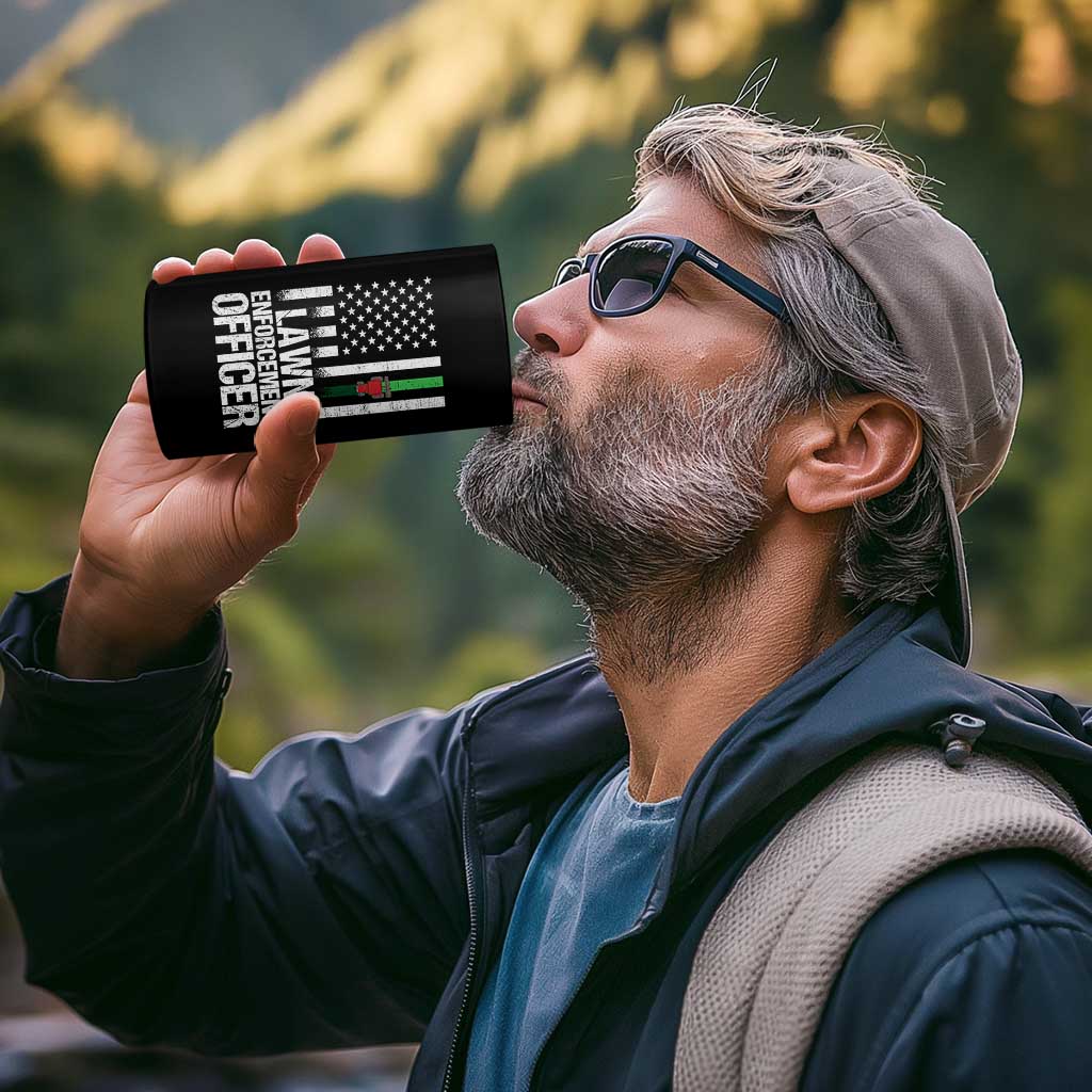 Funny Lawn Enforcement Officer 4 in 1 Can Cooler Tumbler Gardening Lawn Mower American Flag - Wonder Print Shop