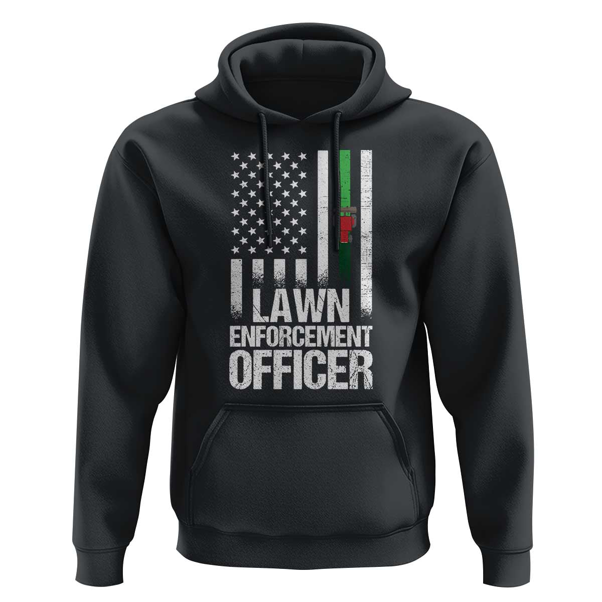 Funny Lawn Enforcement Officer Hoodie Gardening Lawn Mower American Flag - Wonder Print Shop