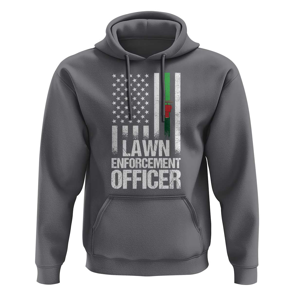 Funny Lawn Enforcement Officer Hoodie Gardening Lawn Mower American Flag - Wonder Print Shop