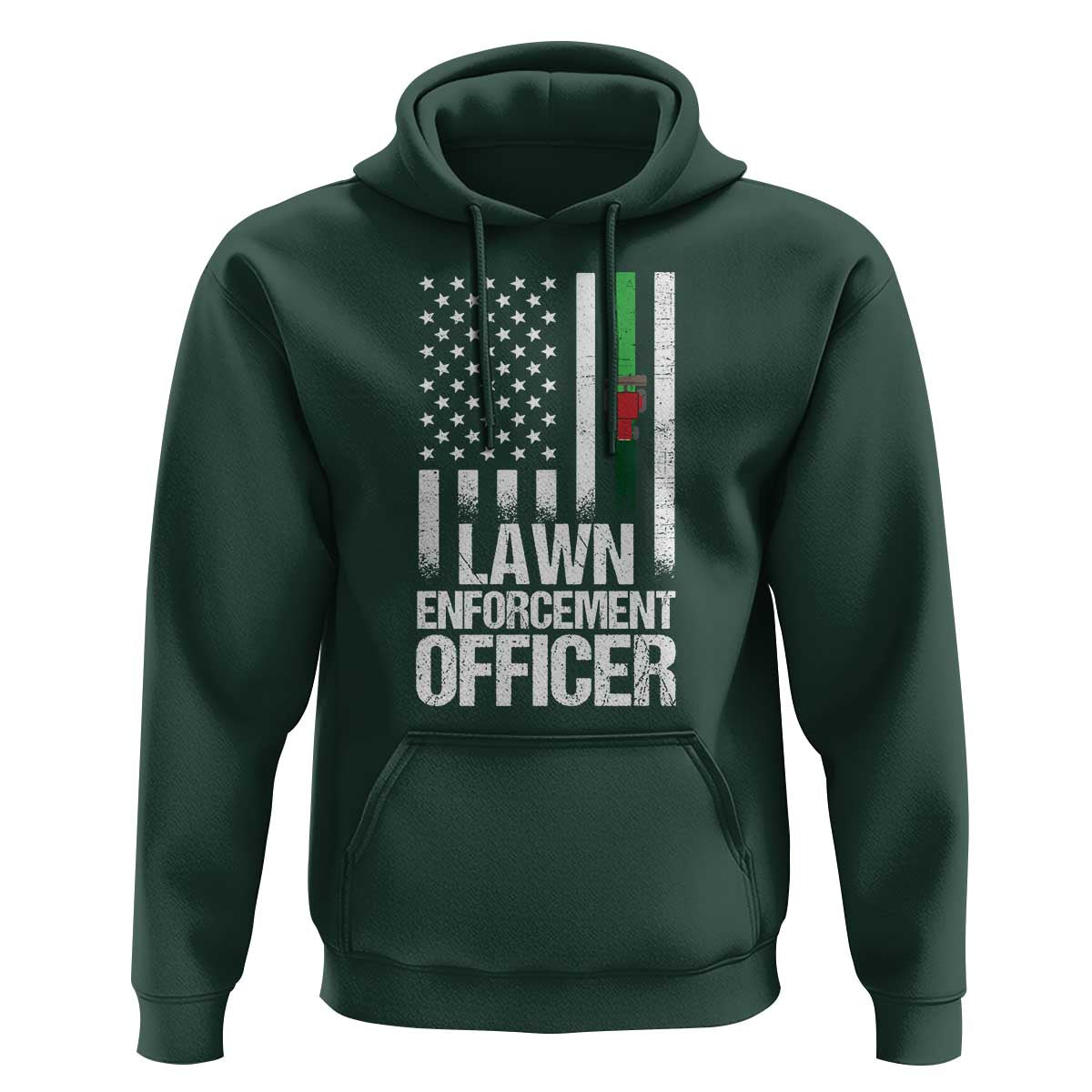 Funny Lawn Enforcement Officer Hoodie Gardening Lawn Mower American Flag - Wonder Print Shop