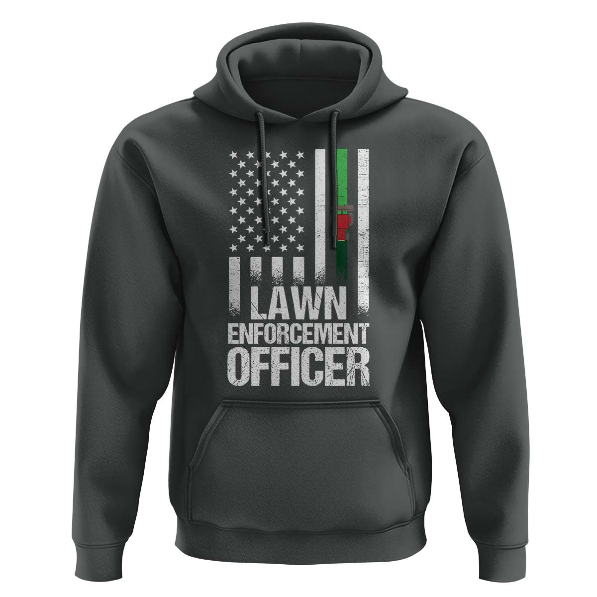 Funny Lawn Enforcement Officer Hoodie Gardening Lawn Mower American Flag - Wonder Print Shop