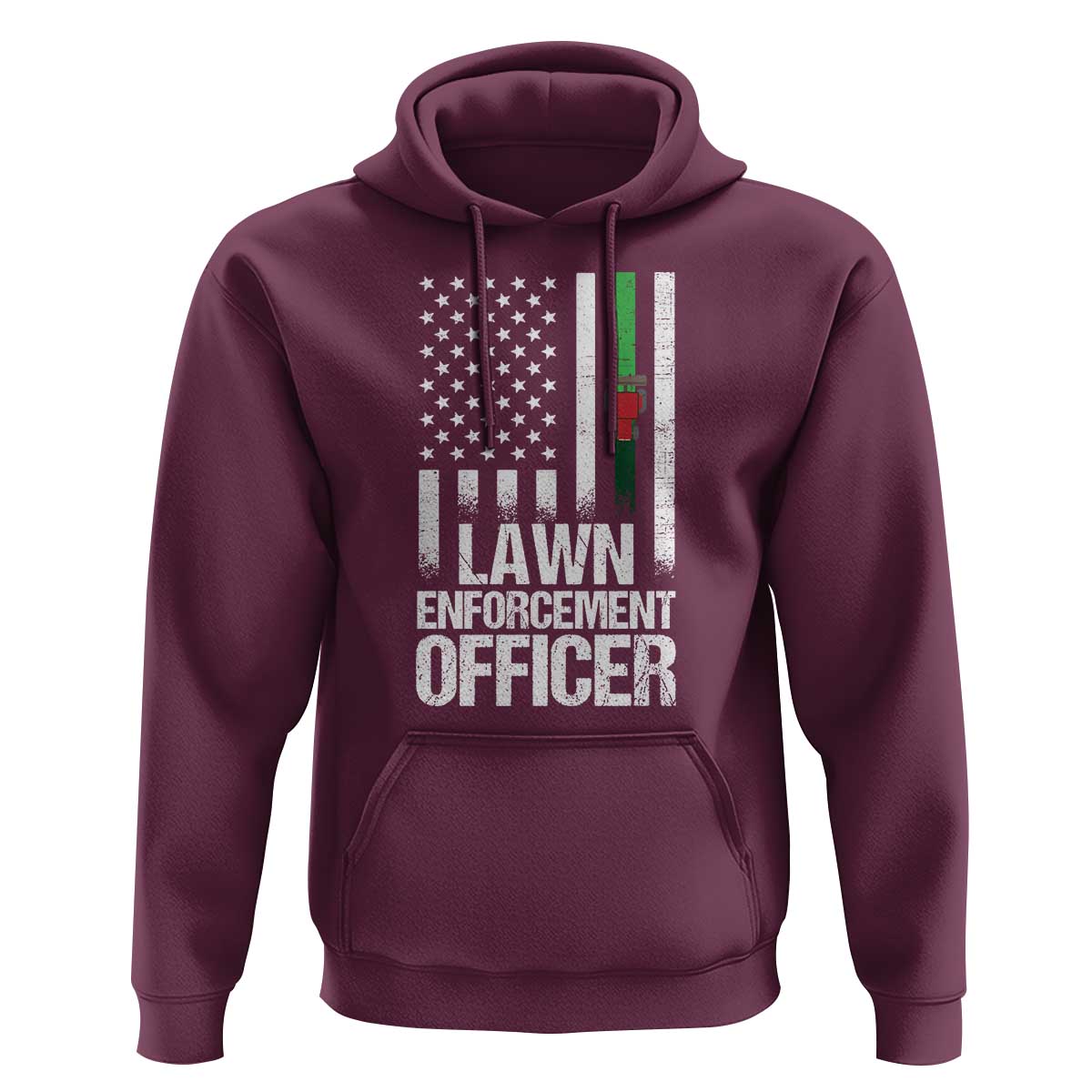Funny Lawn Enforcement Officer Hoodie Gardening Lawn Mower American Flag - Wonder Print Shop