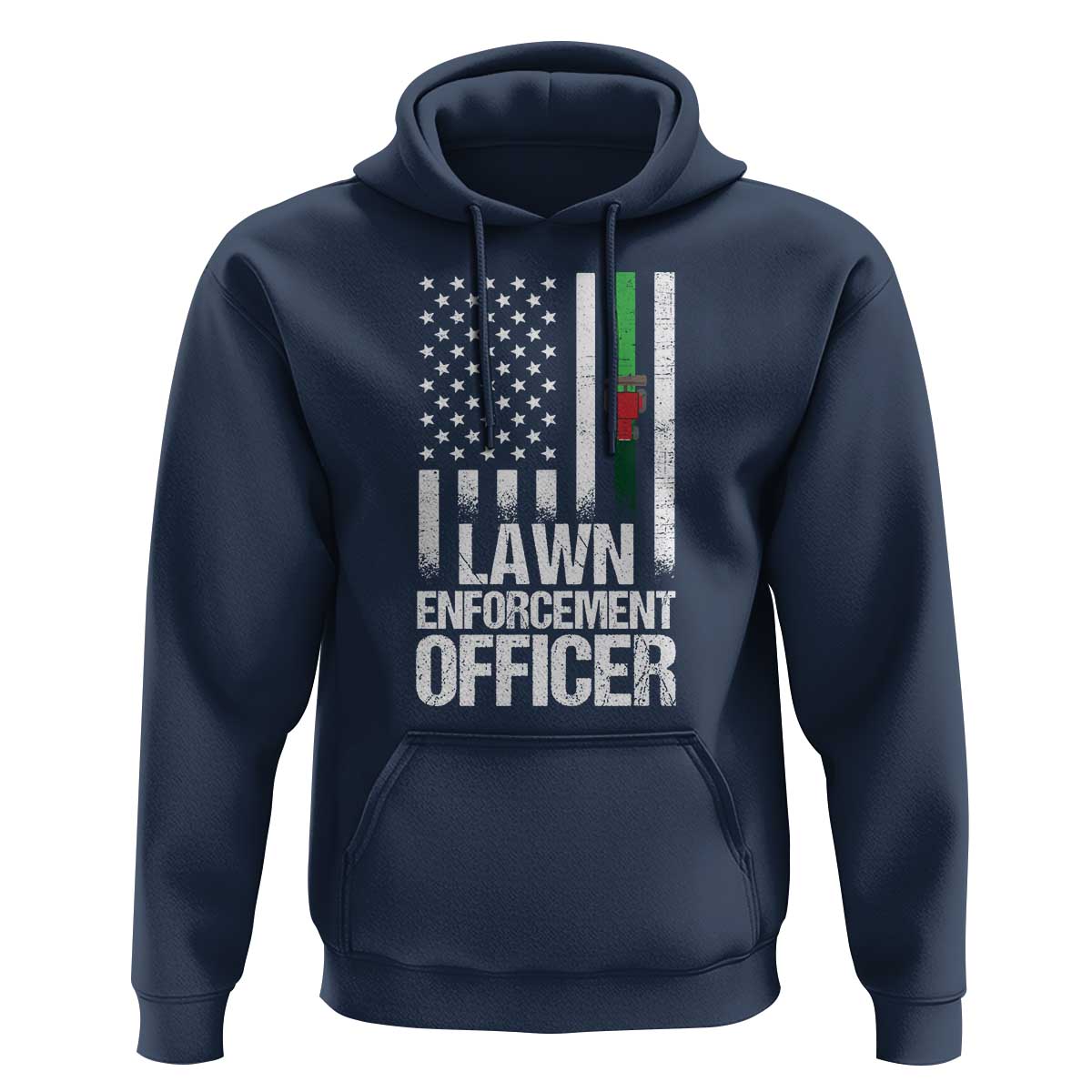 Funny Lawn Enforcement Officer Hoodie Gardening Lawn Mower American Flag - Wonder Print Shop