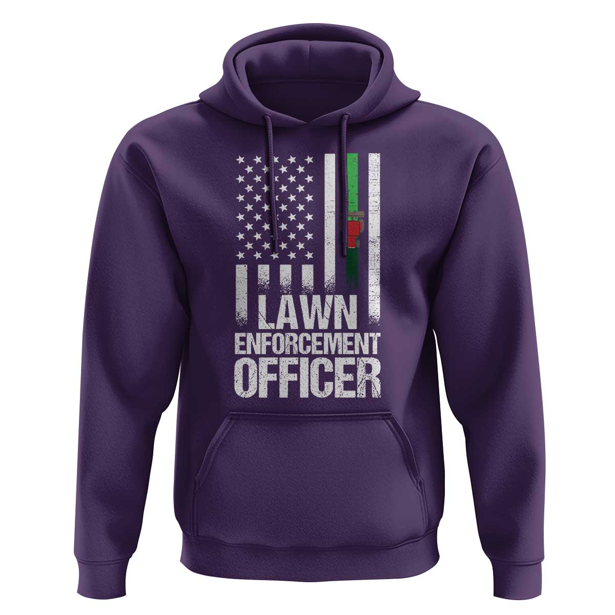 Funny Lawn Enforcement Officer Hoodie Gardening Lawn Mower American Flag - Wonder Print Shop