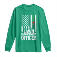 Funny Lawn Enforcement Officer Long Sleeve Shirt Gardening Lawn Mower American Flag - Wonder Print Shop