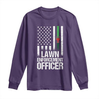 Funny Lawn Enforcement Officer Long Sleeve Shirt Gardening Lawn Mower American Flag - Wonder Print Shop