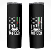 Funny Lawn Enforcement Officer Skinny Tumbler Gardening Lawn Mower American Flag - Wonder Print Shop