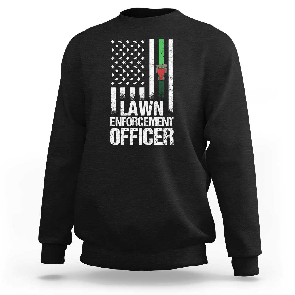 Funny Lawn Enforcement Officer Sweatshirt Gardening Lawn Mower American Flag - Wonder Print Shop