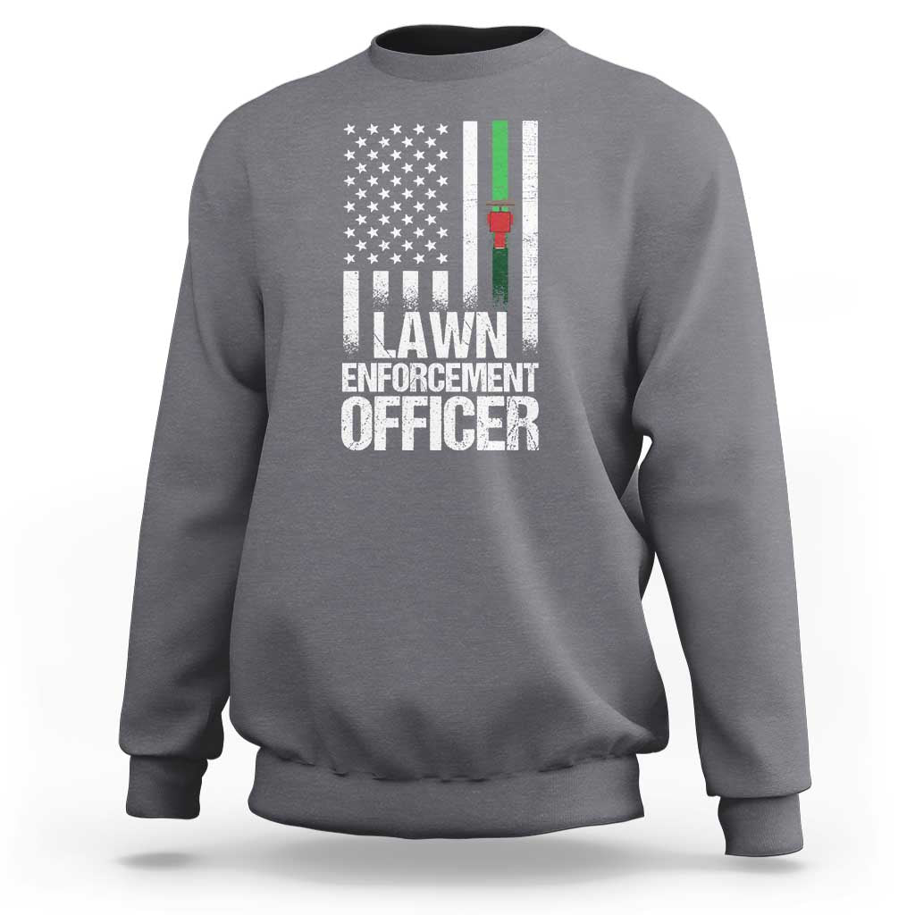 Funny Lawn Enforcement Officer Sweatshirt Gardening Lawn Mower American Flag - Wonder Print Shop