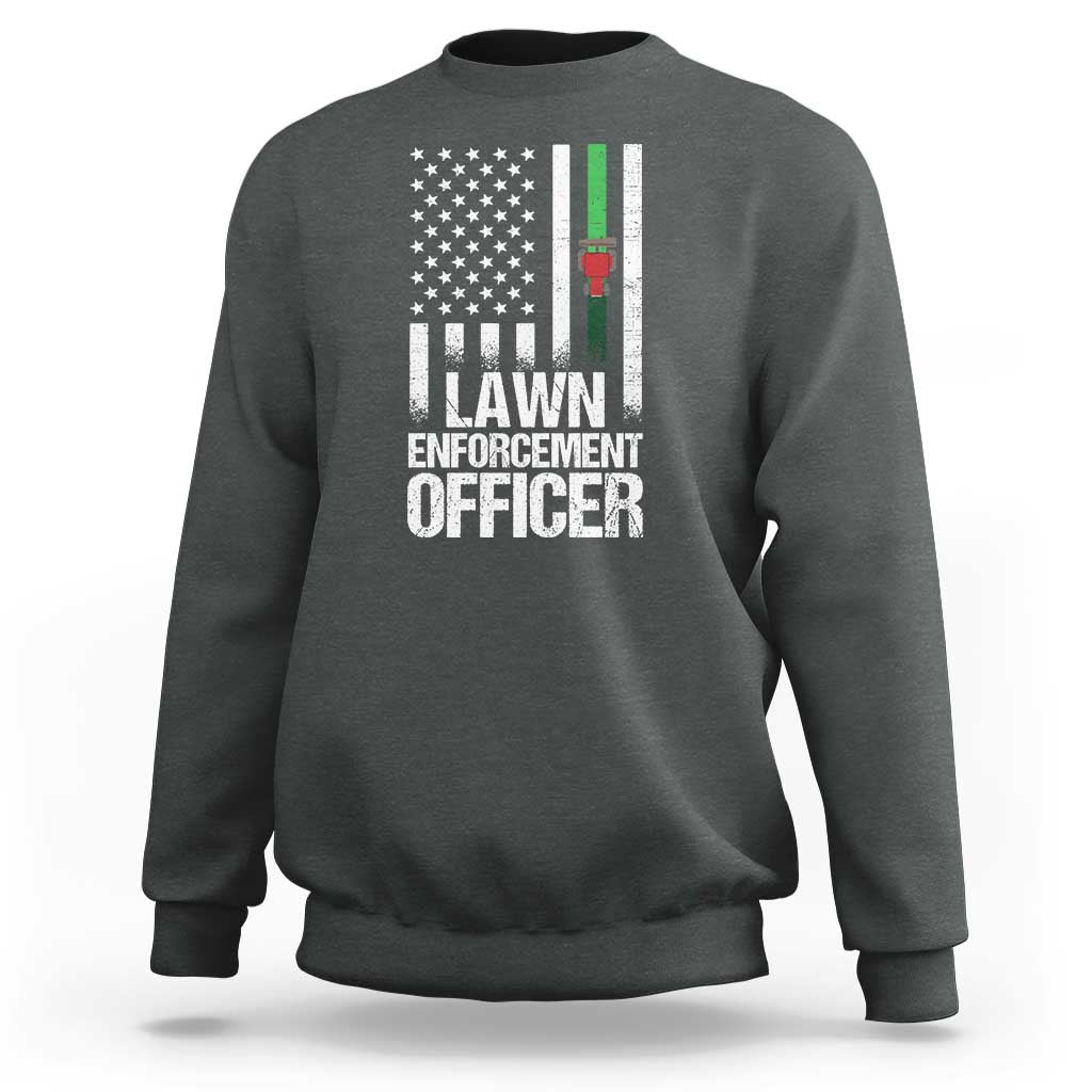 Funny Lawn Enforcement Officer Sweatshirt Gardening Lawn Mower American Flag - Wonder Print Shop