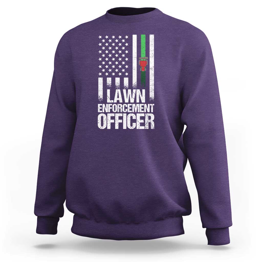 Funny Lawn Enforcement Officer Sweatshirt Gardening Lawn Mower American Flag - Wonder Print Shop