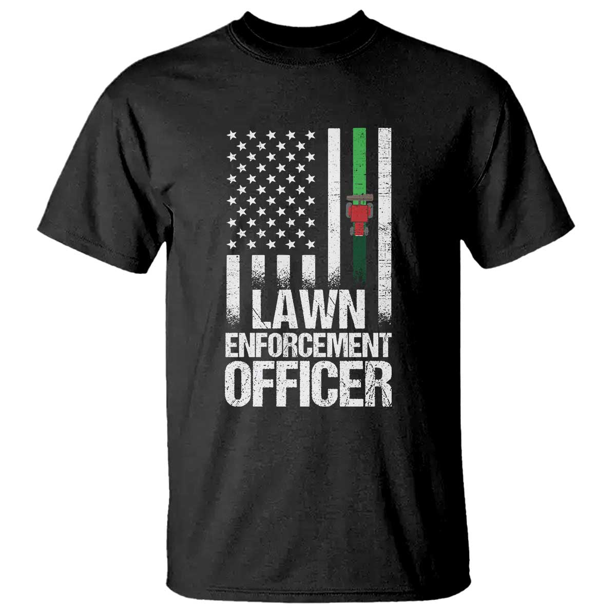 Funny Lawn Enforcement Officer T Shirt Gardening Lawn Mower American Flag - Wonder Print Shop