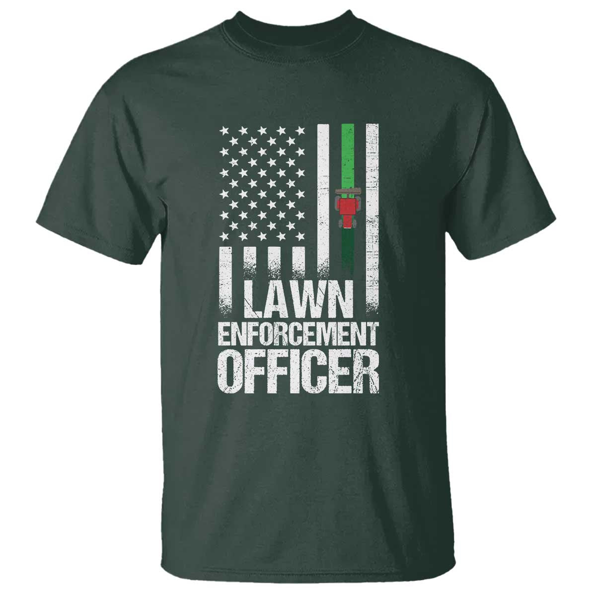 Funny Lawn Enforcement Officer T Shirt Gardening Lawn Mower American Flag - Wonder Print Shop