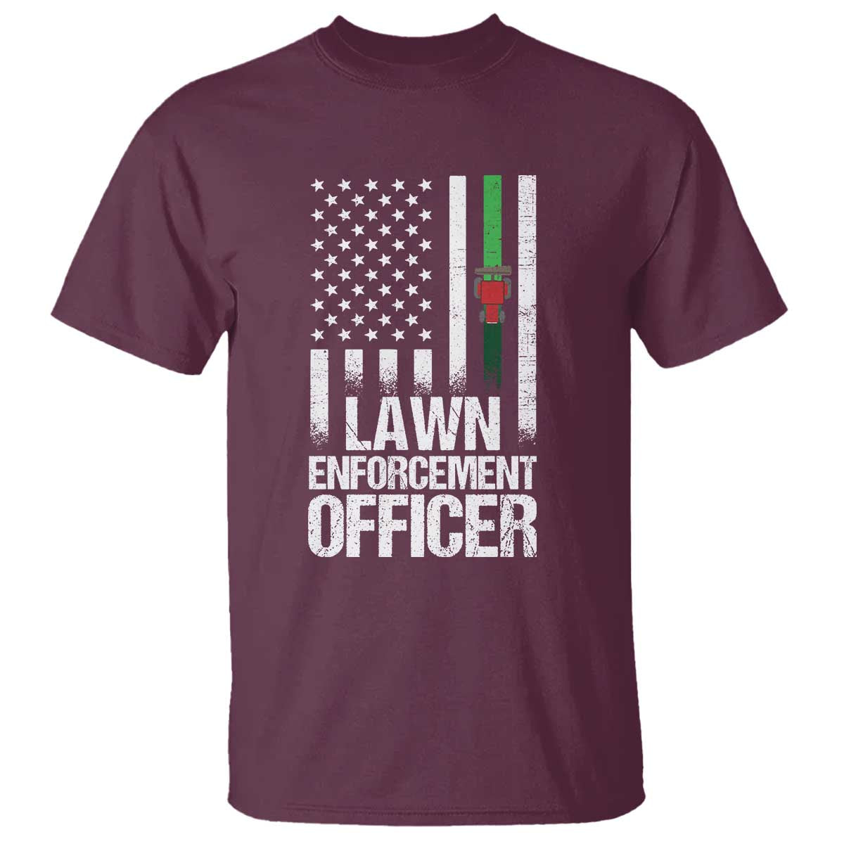 Funny Lawn Enforcement Officer T Shirt Gardening Lawn Mower American Flag - Wonder Print Shop
