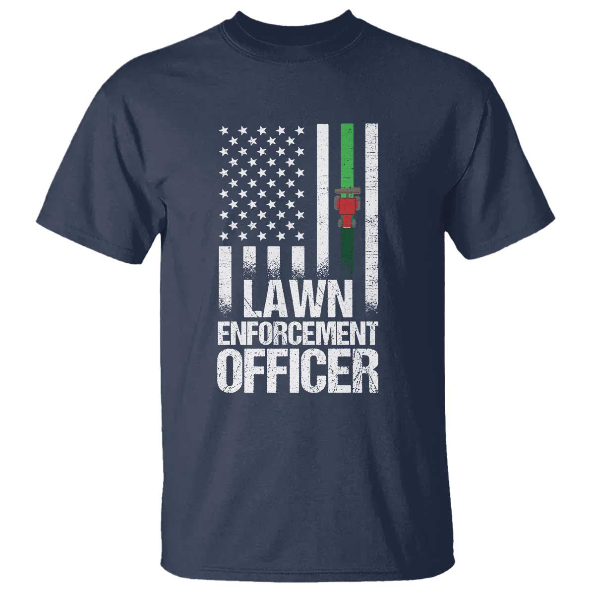 Funny Lawn Enforcement Officer T Shirt Gardening Lawn Mower American Flag - Wonder Print Shop